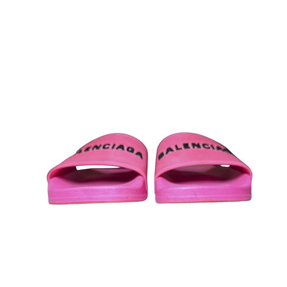 Balenciaga Fluo Pink Logo Rubber Beach Pool Slides Sandals Size 39 - Picture 4 of 8